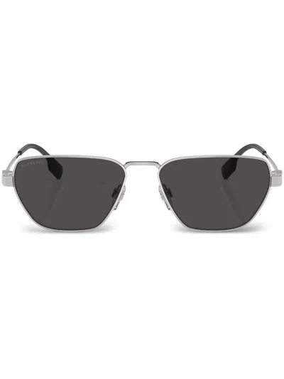 Burberry Eyewear Vintage-check Geometric-frame Sunglasses In Silver
