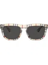 Burberry Eyewear Vintage Check-pattern Square-frame Sunglasses In Neutrals