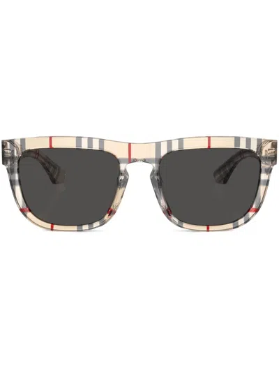 Burberry Eyewear Vintage Check-pattern Square-frame Sunglasses In Neutrals