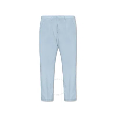 Burberry Ezra Wool Tailored Trousers With Logo In Blue