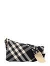 Burberry Checked Shield Messenger Crossbody Bag With Golden Details In Black