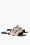 Burberry Label-print Gabardine Leather Slides