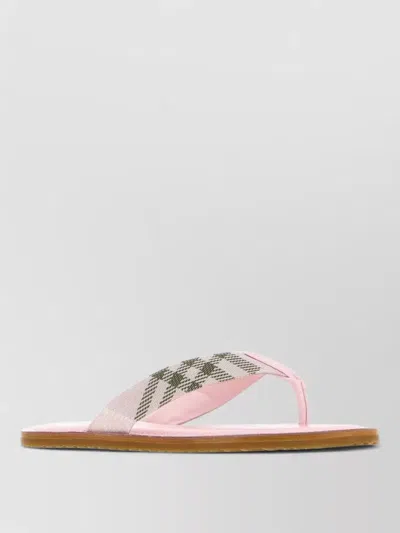 Burberry Fabric Thong Slides Flat Sole Open Toe In Multi