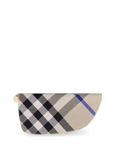 BURBERRY FABRIC WALLET WITH CHECK MOTIF, CLOSURE WITH ZIP, LEATHER LINING AND ASYMMETRIC PROFILE