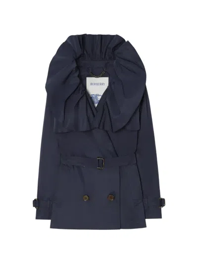 Burberry Faille Clare Trench Jacket In Blue