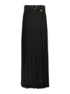 Burberry Bar Pleated Maxi Skirt With Belt In Black