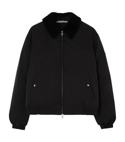 Burberry Farnborough Aviator Bomber Jacket In Black