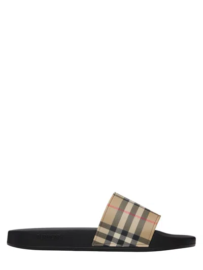 Burberry Fashionable Sandals With Embossed Lettering And Contoured Insole In Burgundy