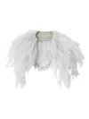 Burberry Faux-feather Silk Collar In White