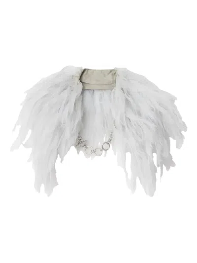 Burberry Faux-feather Silk Collar In White