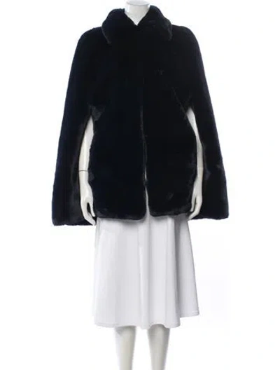 Pre-owned Burberry Faux Fur Cape W/ Tags In Blue