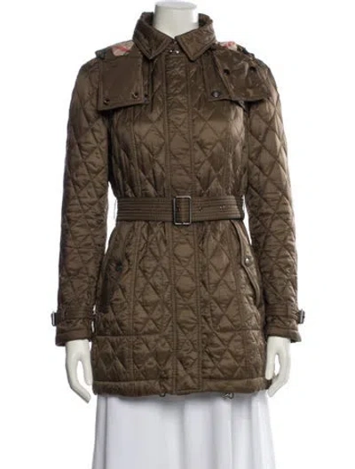 Pre-owned Burberry Faux Fur Coat In Green