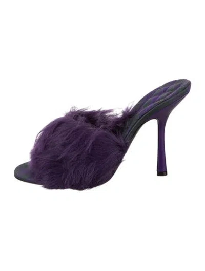 Pre-owned Burberry Faux Fur Faux Fur Trim Slides W/ Tags In Purple
