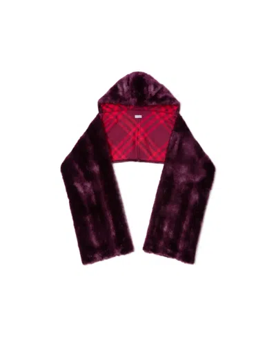 Burberry Faux-fur Hooded Scarf In Black