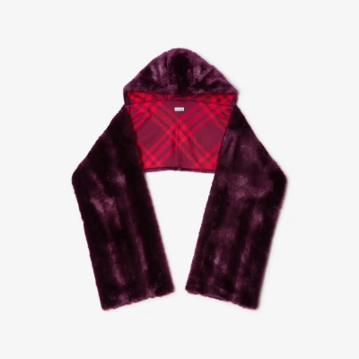 Burberry Faux Fur Hooded Scarf In Clove