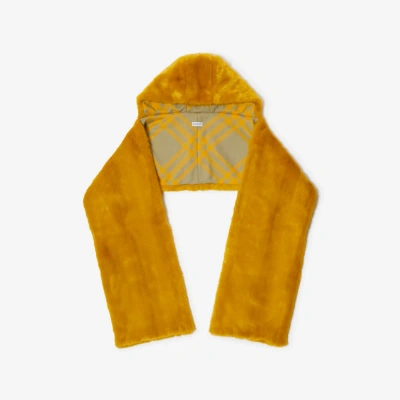 Burberry Faux Fur Hooded Scarf In Pear