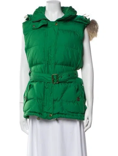 Pre-owned Burberry Faux Fur Jacket In Green