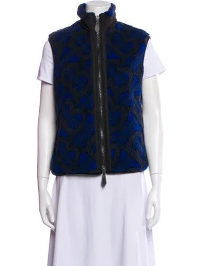 Pre-owned Burberry Faux Fur Printed Vest In Blue