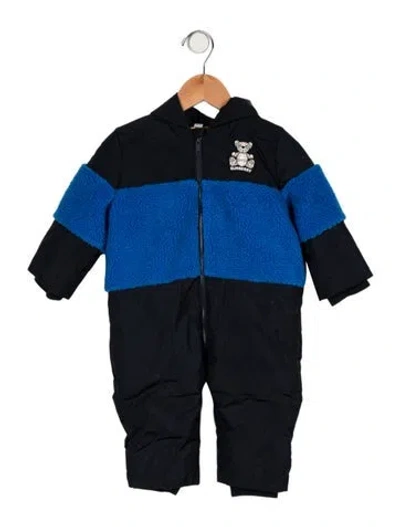 Pre-owned Burberry Babies' Faux Fur Puffer One-piece Coat In Blue