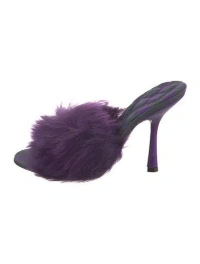Pre-owned Burberry Faux Fur Slides In Purple