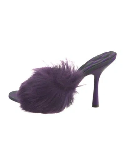 Pre-owned Burberry Faux Fur Slides In Purple