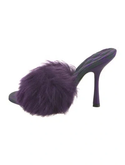 Pre-owned Burberry Faux Fur Slides In Purple