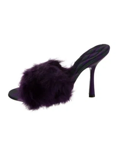 Pre-owned Burberry Faux Fur Slides In Purple