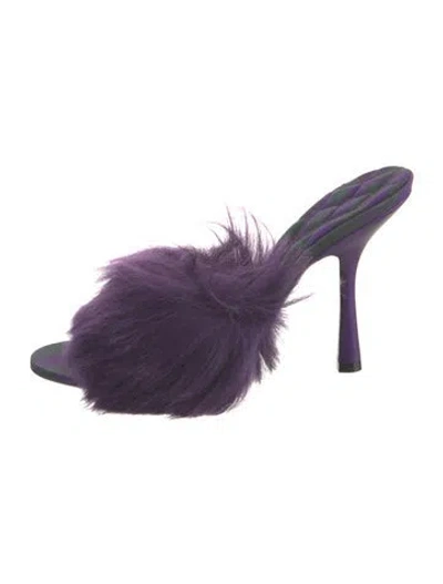 Pre-owned Burberry Faux Fur Slides In Purple