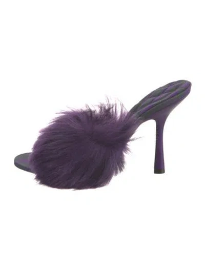 Pre-owned Burberry Faux Fur Slides In Purple