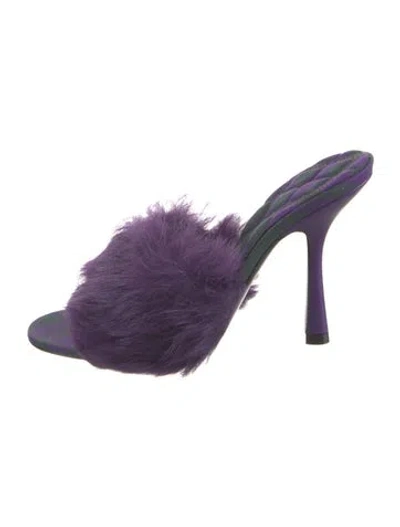 Pre-owned Burberry Faux Fur Slides In Purple