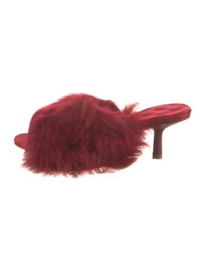 Pre-owned Burberry Faux Fur Slides In Red