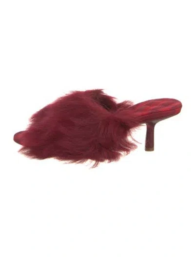 Pre-owned Burberry Faux Fur Slides In Red