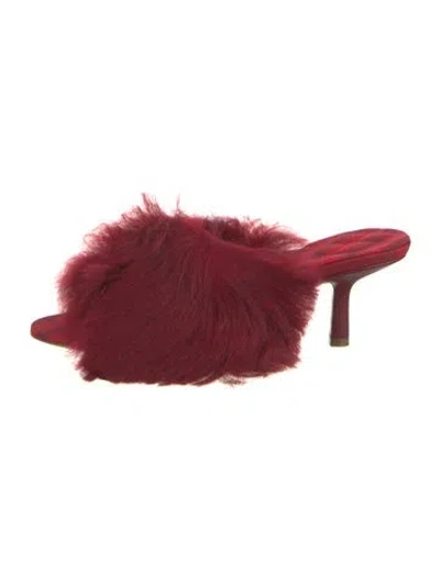 Pre-owned Burberry Faux Fur Slides In Red