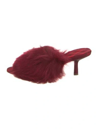 Pre-owned Burberry Faux Fur Slides In Red