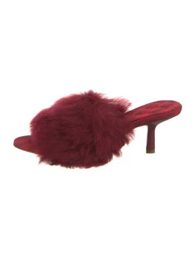 Pre-owned Burberry Faux Fur Slides In Red