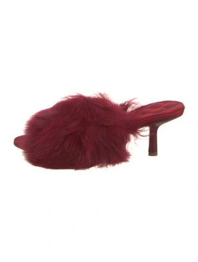 Pre-owned Burberry Faux Fur Slides In Red
