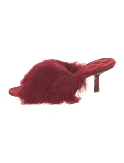Pre-owned Burberry Faux Fur Slides In Red