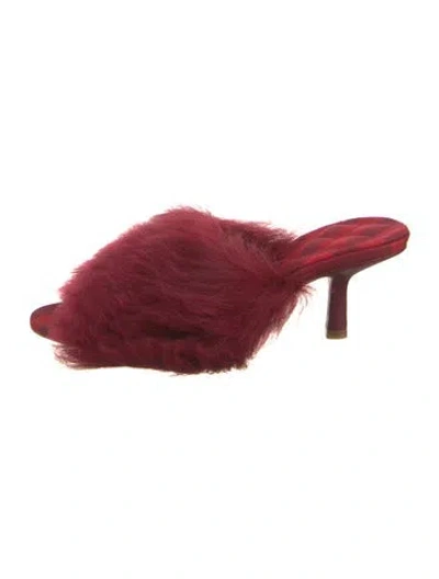 Pre-owned Burberry Faux Fur Slides In Red