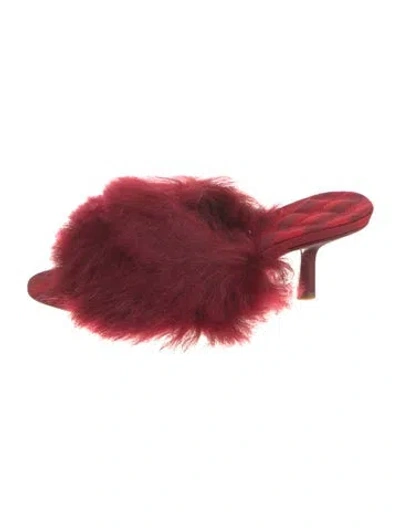 Pre-owned Burberry Faux Fur Slides W/ Tags In Red