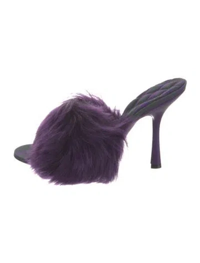 Pre-owned Burberry Faux Fur Trim Slides W/ Tags In Purple