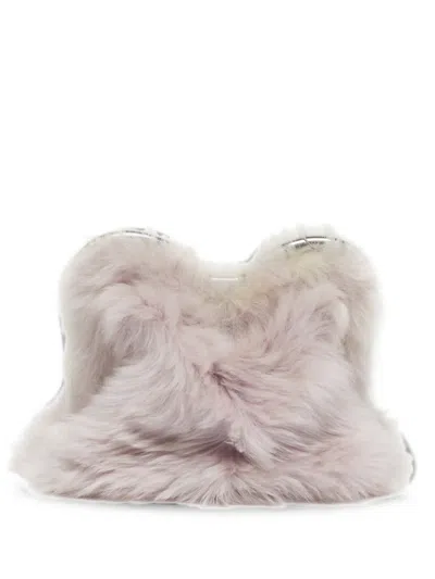 Pre-owned Burberry Faux-fur Clutch Bag In Purple