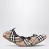 Burberry Women Fawn Ballerinas With Traditional Check Motif In Multi