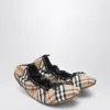 Burberry Women Fawn Ballerinas With Traditional Check Motif In Multi