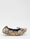 Burberry Women Fawn Ballerinas With Traditional Check Motif In Multi