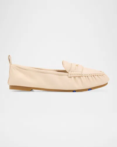 Burberry Fawn Leather Loafer Ballerina Flats In Brown