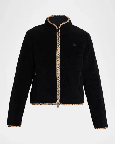 Burberry Felicia Wool-cashmere Fleece Jacket In Black