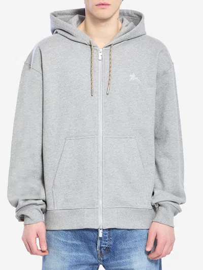 Burberry Cotton Zipped Hoodie In Gray