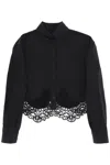 Burberry Cropped Shirt With Macrame Lace Insert In Black