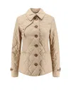 Burberry Quilted And Folded Collar Cotton Dress In Beige