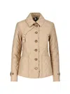 Burberry Beige Single-breasted Down Jacket With Quilted Texture In Stretch Fabric Woman In Brown